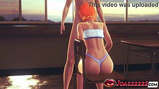 gwen tennyson redhead with big tits and ass gives gloryhole blowjob deepthroat in 3d hentai taking massive cumshot