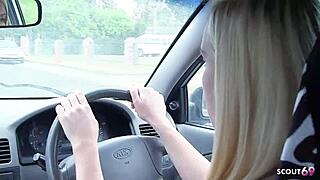 Blonde teen 18+ with small tits and pierced nipples picks up big black cock stranger for rough interracial quickie including deepthroat and facial cumshot