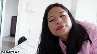 18 Years Old Asian Amateur Tries To Deepthroat Huge Interracial Cock For The First Time In Close Up