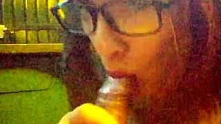 Intriguing submissive latina whore gagging on huge cock and balls with deepthroat cum swallow