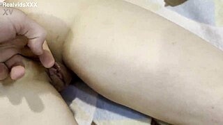 Young brunette wife gets distracted from her phone by horny husband who starts close-up pov fucking her shaved pussy.