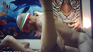 behind the scenes with big tits brunette in glasses feeling italian pound machine on shaved pussy