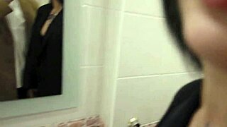 creampie without condom fills pussy in public toilet encounter