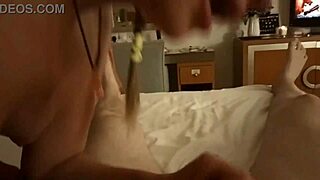 Bella Grey's hot hotel room blowjob turns into rimjob fun in stockings 😈🍆