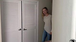 Why is this beautiful blonde getting double penetrated in bedroom doggystyle?