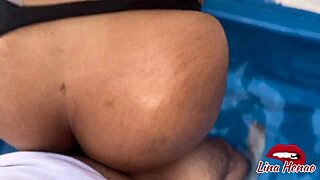 Oh wow, watch me shove my cock deep in this moaning young 18+ bitch by the pool! She sucks and rides cowgirl style until her pussy overflows with milk in hardcore pov action!