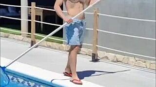 fucking blonde neighbor in pool contrasts with foosball play and blowjob