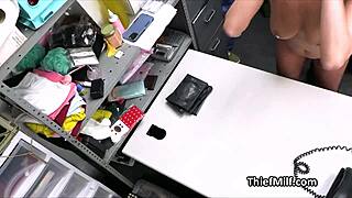 Oh man, check out this back office gangbang with a busty milf thief getting banged hard.