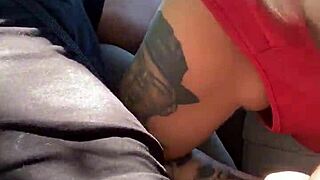 imagine a milf swallowing cumshot from big black cock in outdoor public scene with latina flair