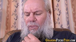 busty teen rides seniors old cock with blowjob handjob and cumshot