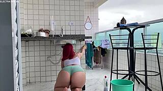 Called this maid to clean my house and she bent over like that making me so horny!