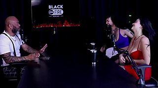 Safada dances sensually after sharing art work history