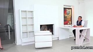 Young natural tits seduced by older lecturer for intense fucking.