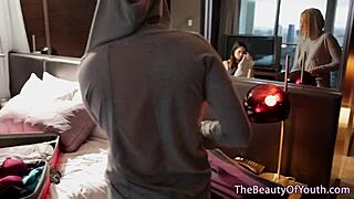 Petite lesbian teen 18+s start exploring each other in 69 position with fingering and tongue action on pierced pussies