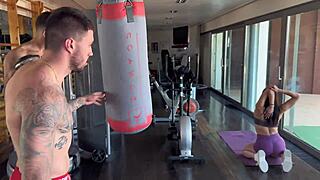 i share my girlfriend andrea lux at the gym with brother for first time double penetration thrill