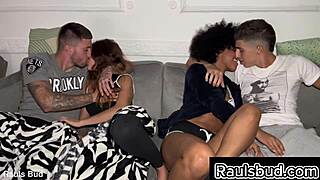 Me and my friend Brady go wild with interracial sex and dirty talk in group action.