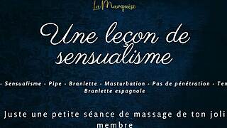 Experience this French audio solo with gentle handjob praises and huge tits