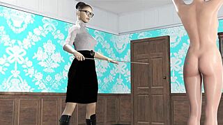 i watch this principled bdsm caning animation with british european spanking and whipping in garage