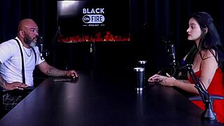 Safada dances sensually after sharing art work history