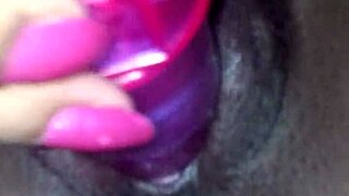 Ex Ebony Girlfriend Uses Vibrator and Sucks Cock
