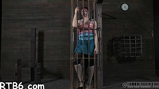 four beauties get locked inside this petite 18+ cage for rough pov fucking with orgasm and blowjob action