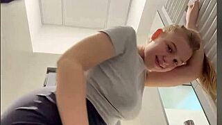 First time fucking in the public toilet with this young 18+ bbw showing off her big tits and ass.