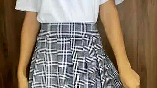 small petite 18+ schoolgirl reveals her nude body in a softcore solo dance. she worships her pretty form through gentle masturbation.