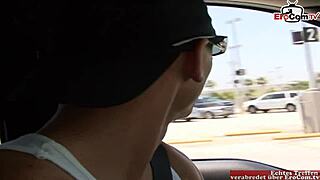 Bold pickup of busty blonde slut with tattoo leads to hardcore fucking and facial cumshot