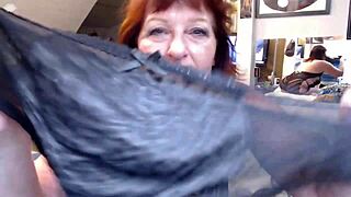 I caught my neighbor jerking off on my dirty panties in the laundry room. He watched my big tits and ass while stroking his cock.