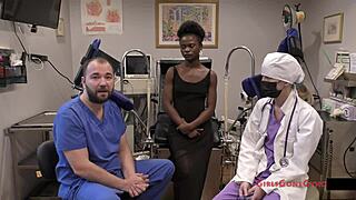 Rina arem goes for yearly checkup with nurse in hospital