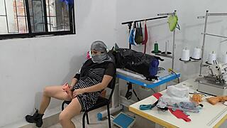 Indian Seamstress Masturbates Intensely in Clothing Workshop During Homemade Casting Interview