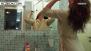 SEXY CZECH MILF TEASES WITH HUGE TITS IN SHOWER SCENE!