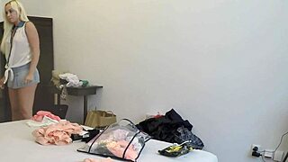 Why are these super hot beautiful girls turning their try on haul into a lesbian party on high heels and miniskirts with backstage fun?