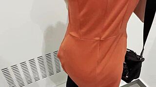 Blonde slut in leggings has risky rough sex with stranger in public toilet for cash