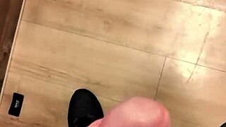 i quickly jerked off my small cock in the shopping mall bathroom during a solo outdoor adventure