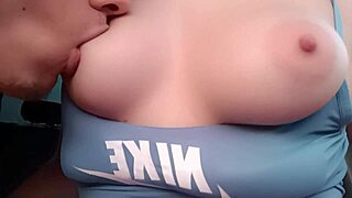 Sexy student offers her big tits for sucking after getting a ride in the car