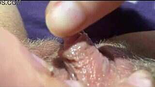close up of big clit orgasm from vaginal masturbation