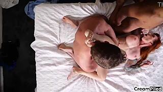 Curious redhead Sophia Locke explores intense sensations with multiple black cocks in wild gangbang