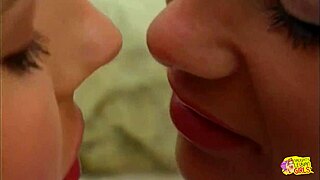 Big nipples harden fast! Lesbian pinches them outdoors leading to gaping orgasm.