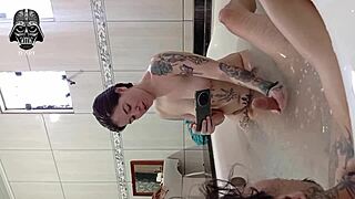 Te comer na banheira turns into a sensual barefoot encounter in the bathroom with a brazilian brunette and big cock action.