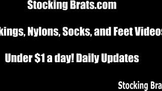 We get so wet staring at toes in stockings, it's pure fetish heaven!