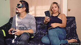 My girlfriend won't let me play! She rubbed her head on my cock so I fuck her mouth hard for cum swallow on tits.