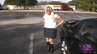 Dreamy all natural blonde babe strips nude outdoors at local park showing shaved pussy and tits