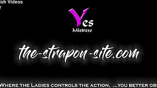 oh gosh my new strapon is like so huge for this bound slave's anal punishment