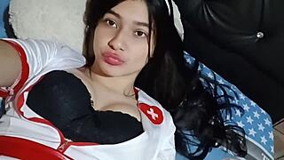 Colombian college babe masturbates with dildo in dirty talk cosplay as bride for fans!!