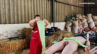 Dominatrix Mistress April binds whore for deep anal fucking and domination in wild garden bondage session