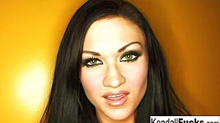 Skinny brunette Kendall teases with nude solo fetish masturbation in sexy stock feel