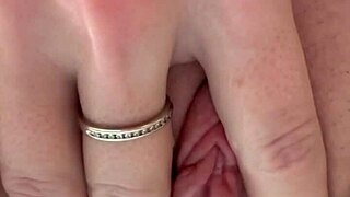 Cute blonde masturbates with toy after bath. She has close-up intense orgasm playing wet pussy.