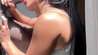 Big booty brunette meets her stepbrother casually. She gets what she wants in amateur couple scene with Nysdel.