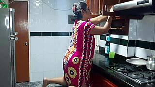 trying my stepmothers delicious pussy in the kitchen full video 😏🍑 her wet pussy feels so good while i lick and fist it roughly